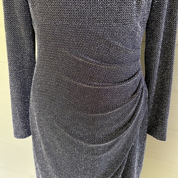 Lauren Ralph Lauren Sparkly Metallic Stretchy Ruched Dress - Picture 3 of 10